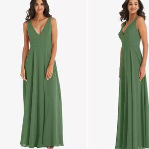 After Six Style 1549 · Lux Chiffon Deep V-Neck Maxi Dress – Vineyard Green – 2R